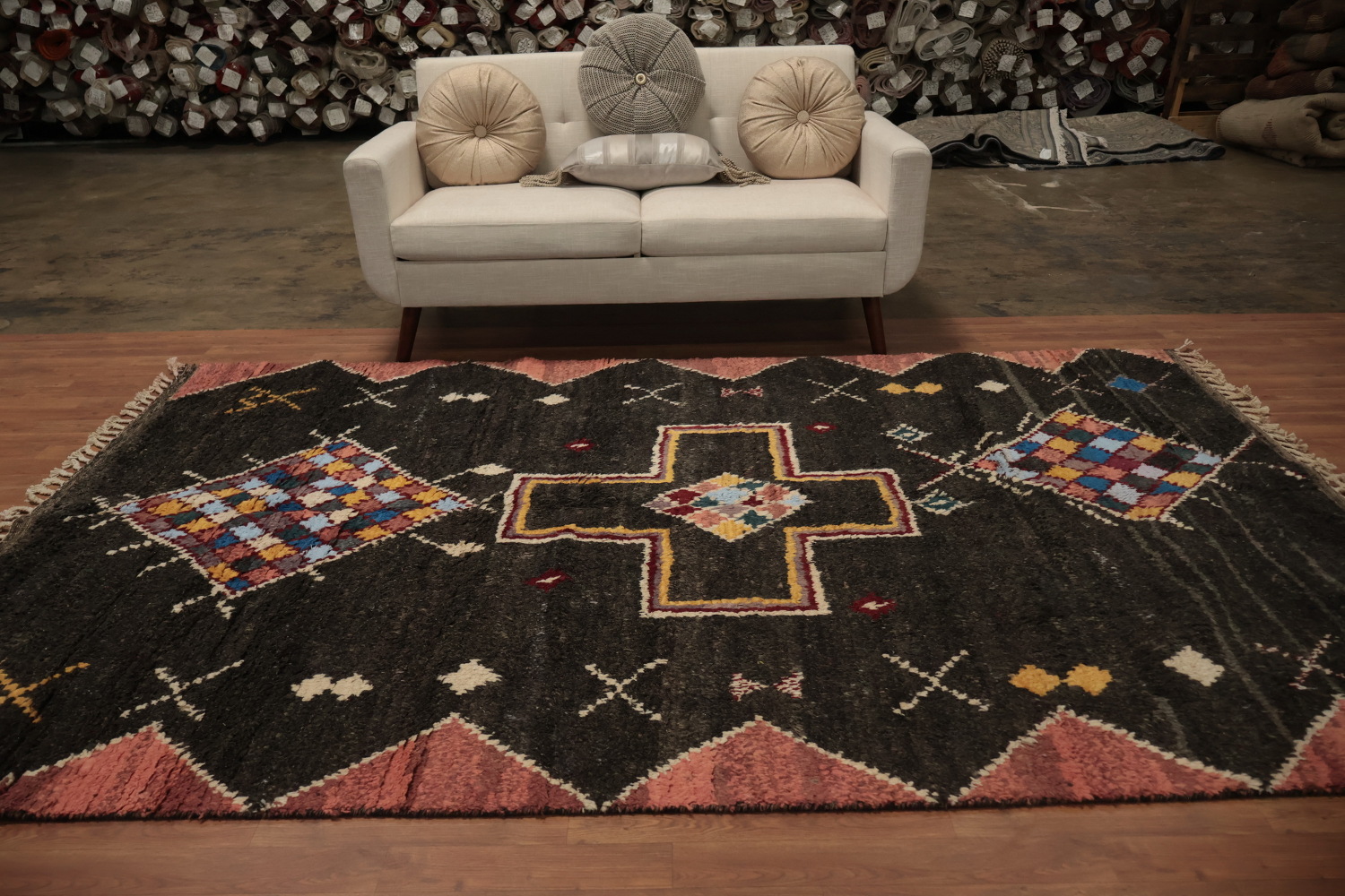 Bold Decorative Moroccan Area Rug 6x10 with Traditional Cultural Motifs