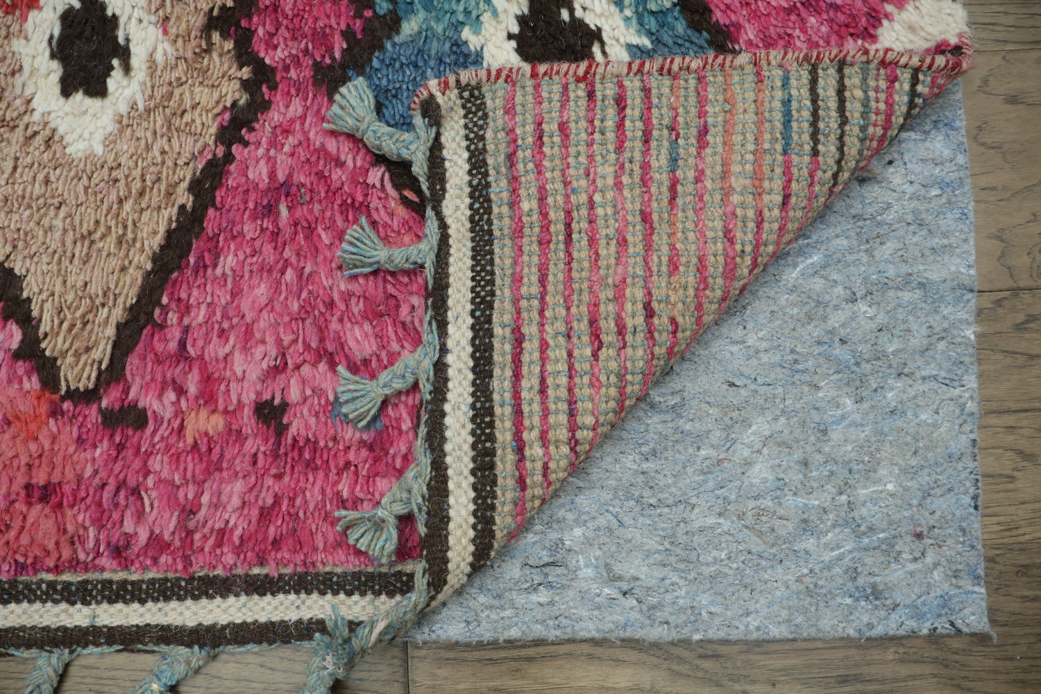Vibrant Pink Moroccan Diamond Pattern Area Rug 6ft x 11ft