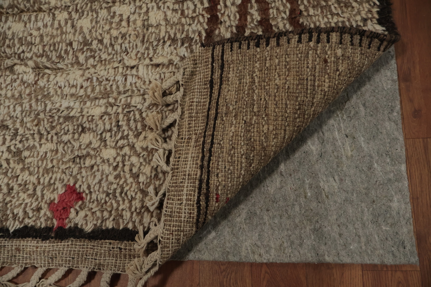 Rustic Charm: Earth Tone Geometric Moroccan Wool Area Rug 8x11