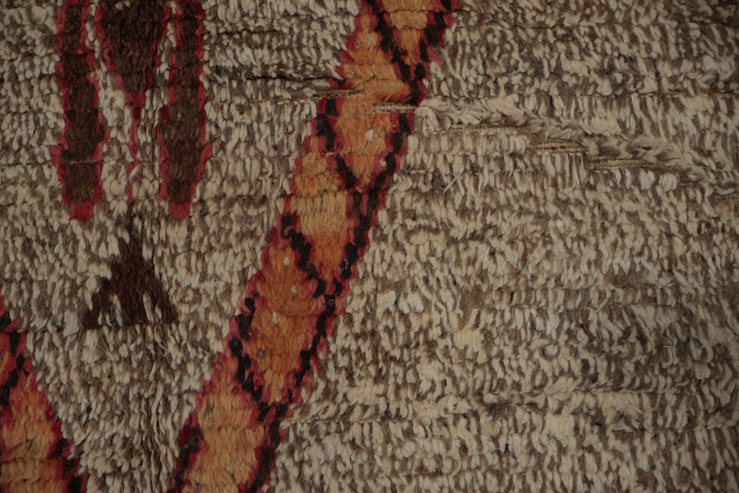 Rustic Charm: Earth Tone Geometric Moroccan Wool Area Rug 8x11
