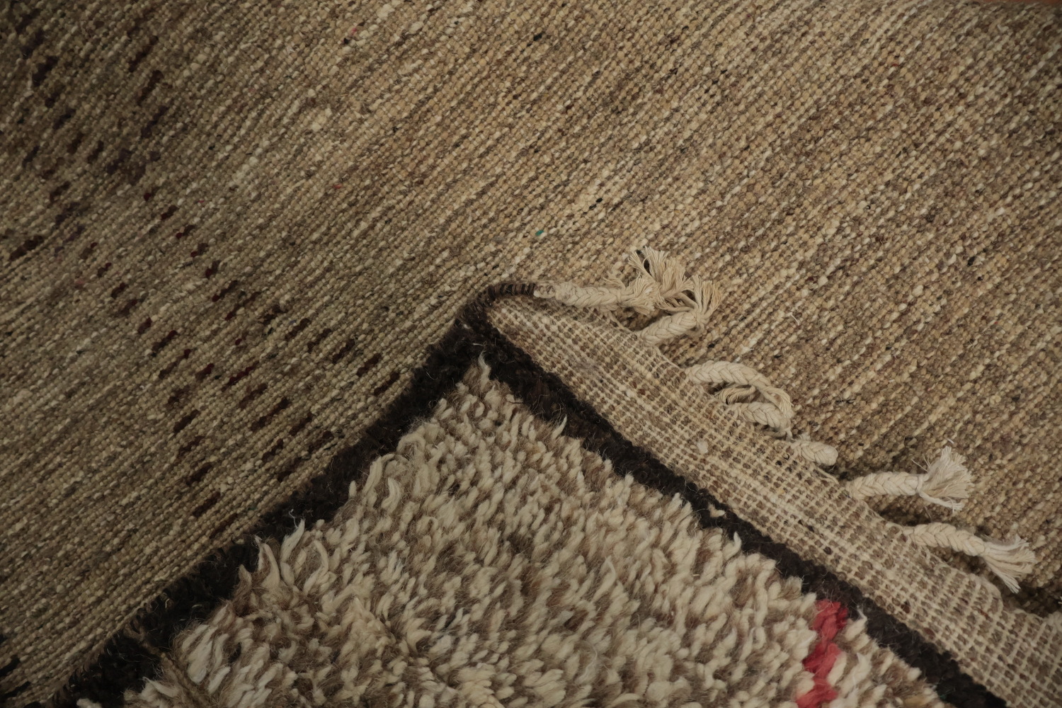 Rustic Charm: Earth Tone Geometric Moroccan Wool Area Rug 8x11