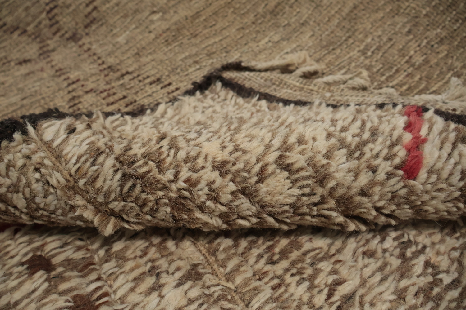 Rustic Charm: Earth Tone Geometric Moroccan Wool Area Rug 8x11