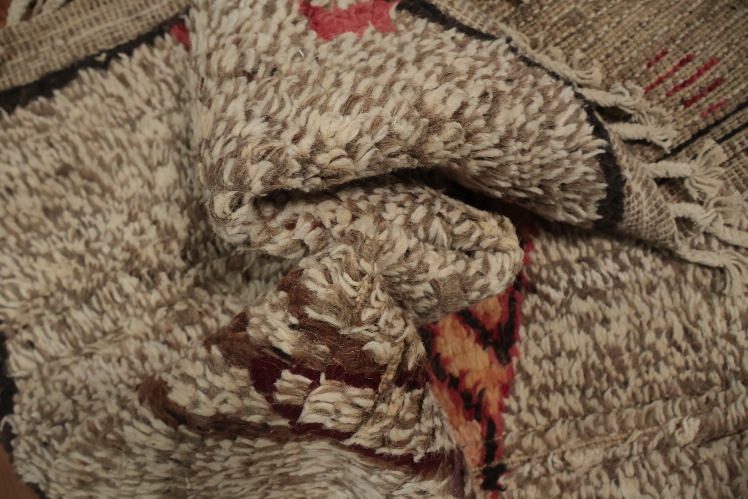 Rustic Charm: Earth Tone Geometric Moroccan Wool Area Rug 8x11
