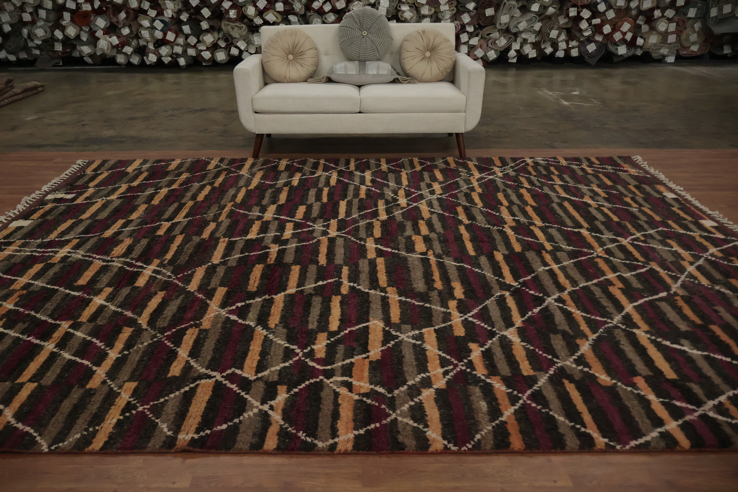 Earthy Background Moroccan Wool Area Rug 9x12 for Cozy Spaces