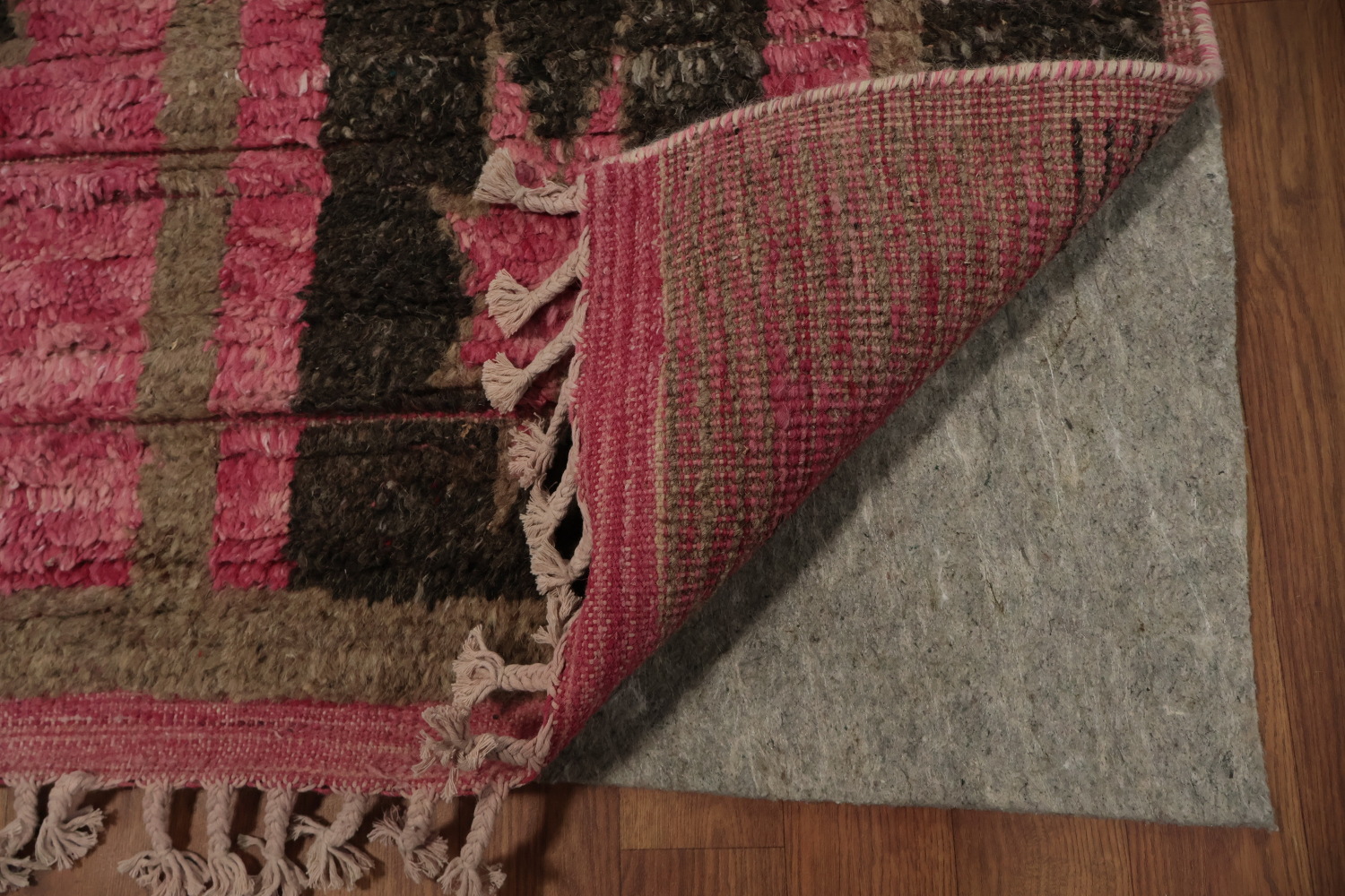 Stylish Pink Moroccan Handmade Area Rug 8x11 with Star Motifs