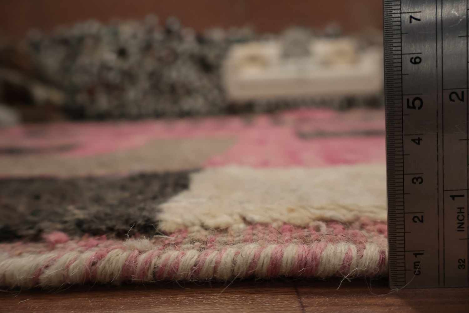 Stylish Pink Moroccan Handmade Area Rug 8x11 with Star Motifs