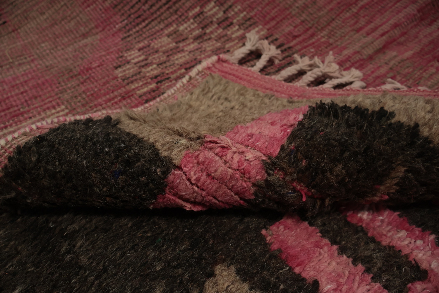 Stylish Pink Moroccan Handmade Area Rug 8x11 with Star Motifs