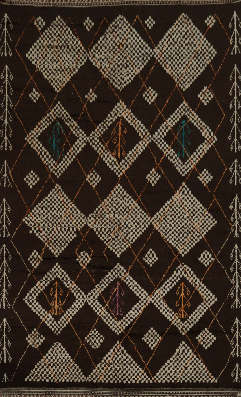 Dark-Toned Moroccan Large Rug 10x15 with Exquisite Geometric Patterns