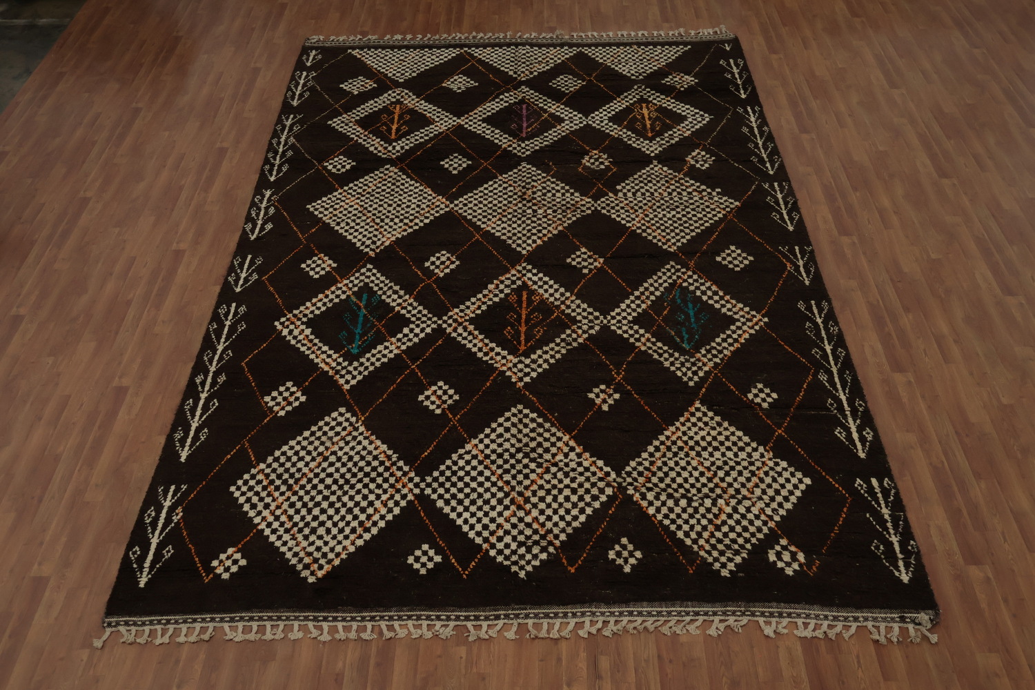 Dark-Toned Moroccan Large Rug 10x15 with Exquisite Geometric Patterns