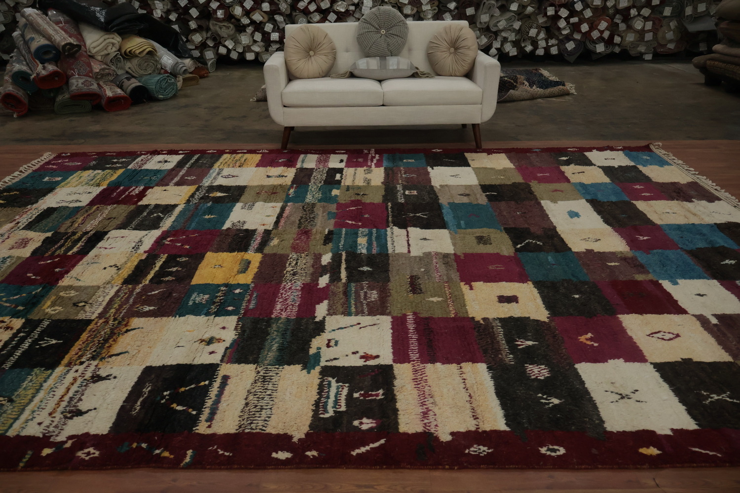 Handcrafted Moroccan Area Rug 10x14 with Deep Earthy Tones