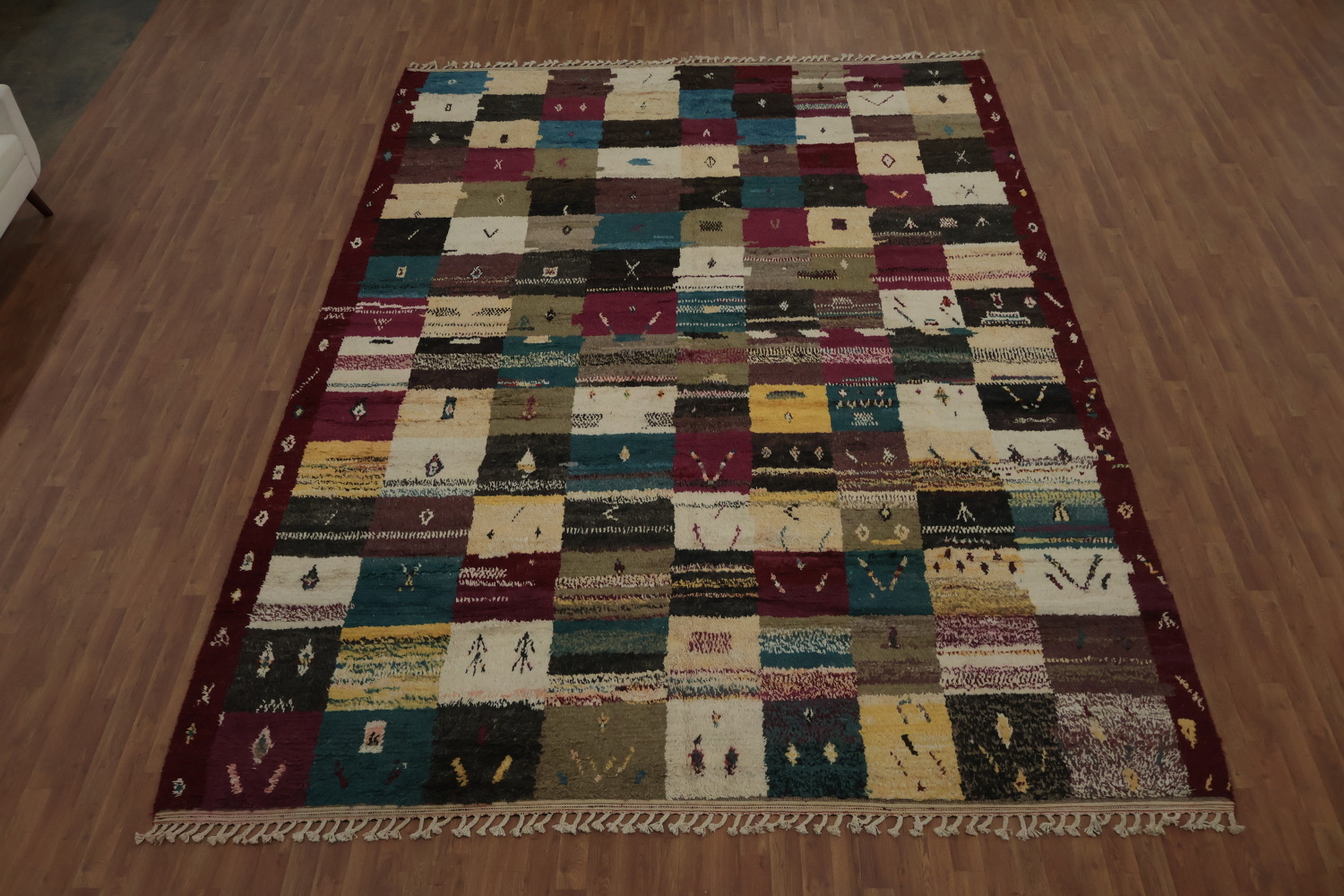 Handcrafted Moroccan Area Rug 10x14 with Deep Earthy Tones