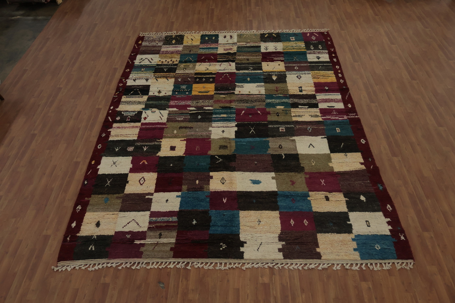 Handcrafted Moroccan Area Rug 10x14 with Deep Earthy Tones