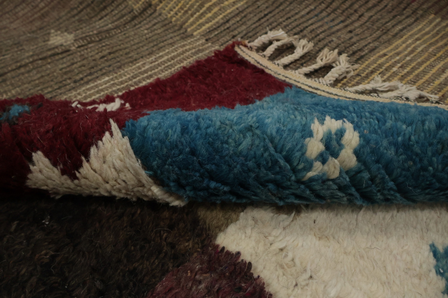 Handcrafted Moroccan Area Rug 10x14 with Deep Earthy Tones