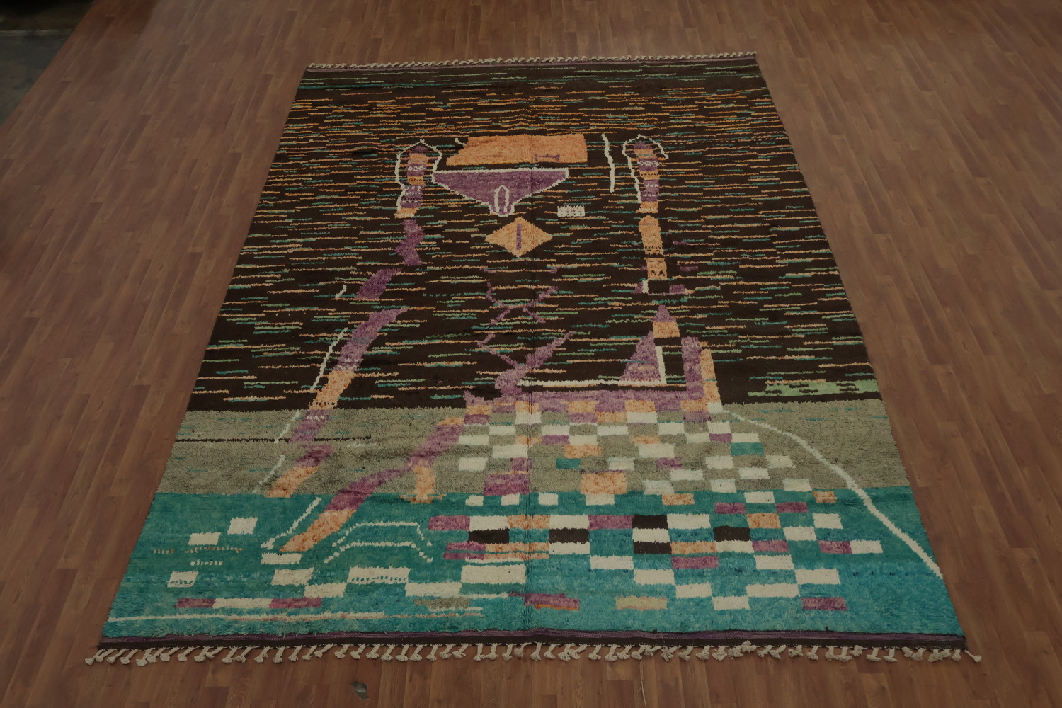 Artistic Moroccan Wool Large Rug 10x15 Infused with Vibrant Rich Hues