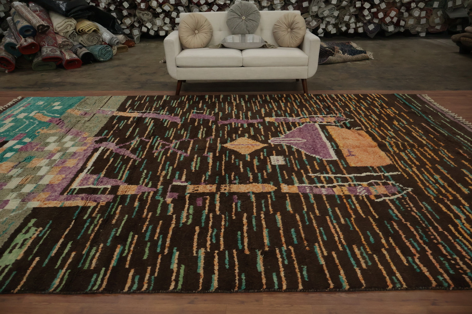 Artistic Moroccan Wool Large Rug 10x15 Infused with Vibrant Rich Hues