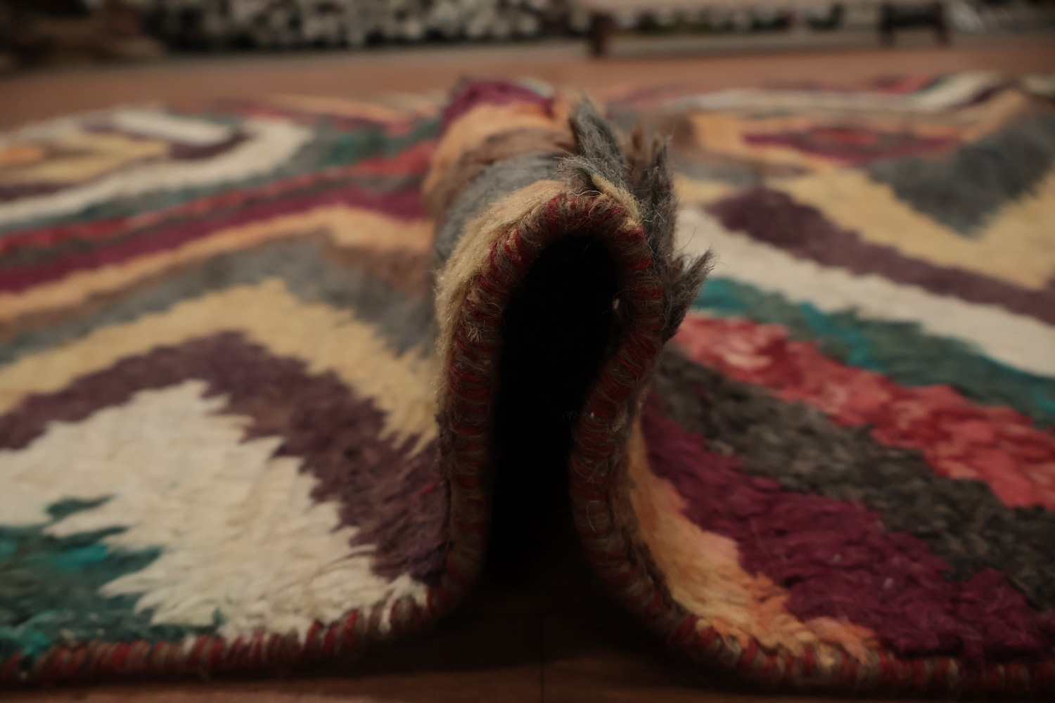 Stylish Diamond Moroccan Wool Area Rug 6x9 in Vibrant Earthy Hues