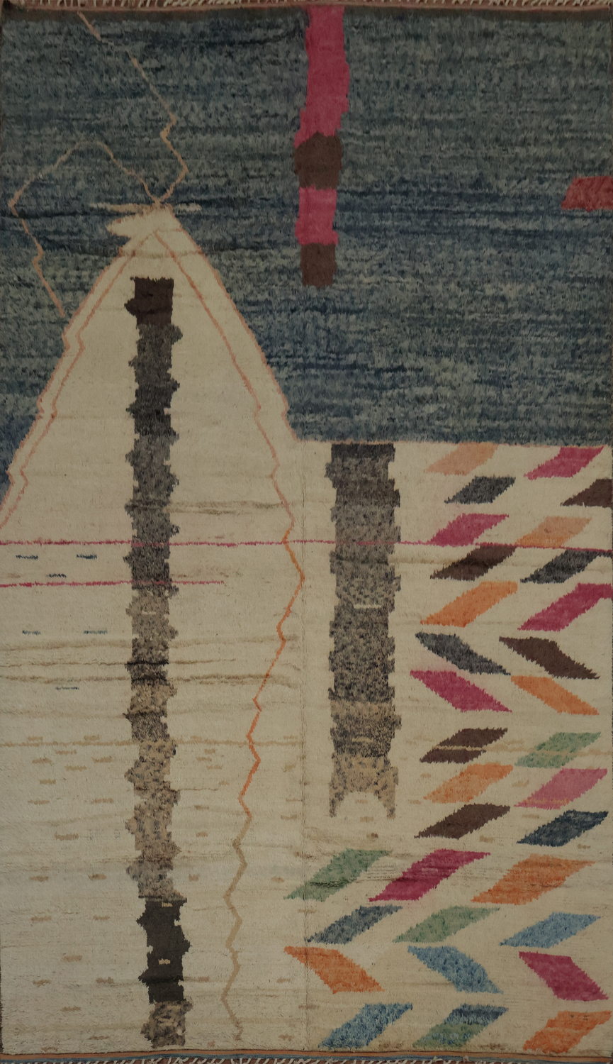 Artistic Moroccan Large Rug 12x19 with Vivid Colors and Abstract Design
