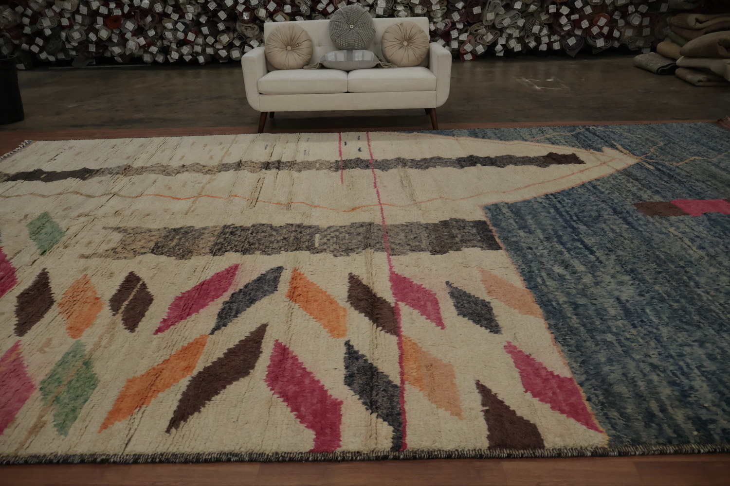 Artistic Moroccan Large Rug 12x19 with Vivid Colors and Abstract Design