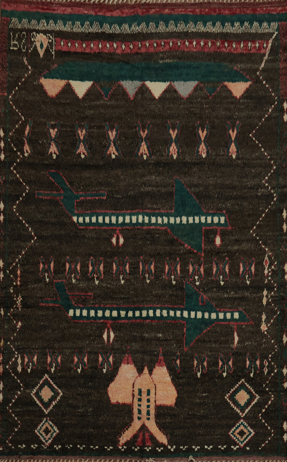 Transform Your Space with This Dark Moroccan Wool Area Rug 8x11