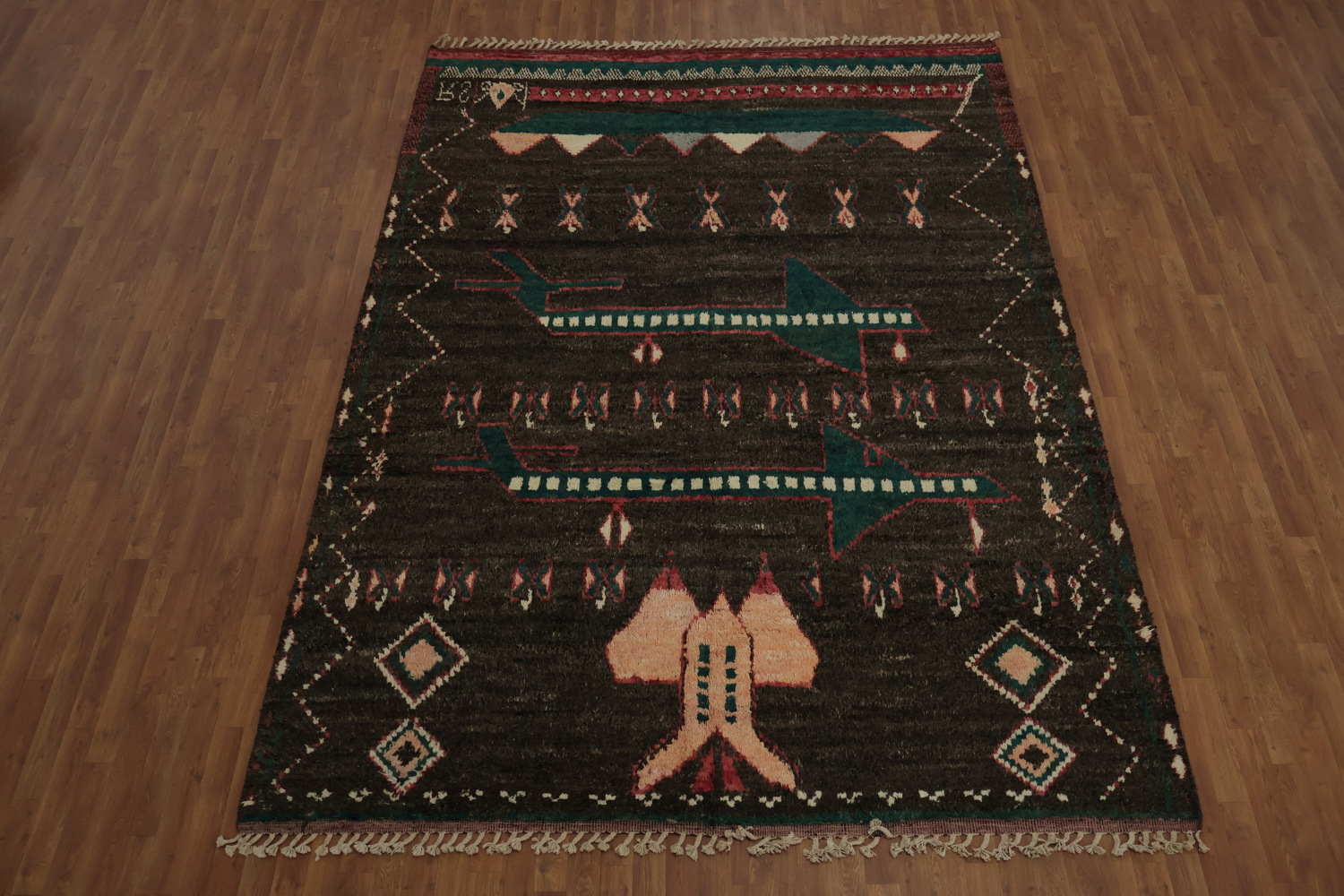 Transform Your Space with This Dark Moroccan Wool Area Rug 8x11