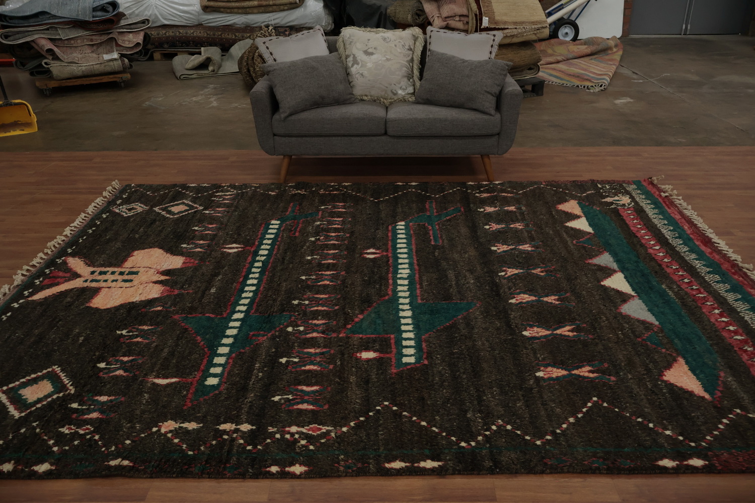 Transform Your Space with This Dark Moroccan Wool Area Rug 8x11