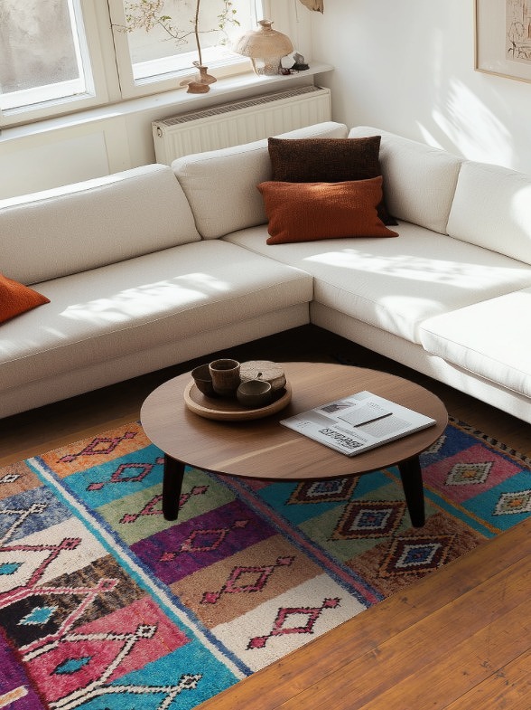 Geometric Moroccan Wool Area Rug 5x9