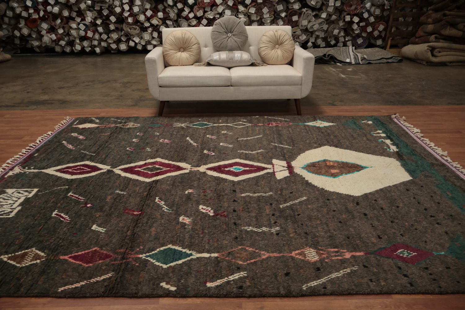 Stylish and Artistic Tribal Pattern Moroccan Wool Area Rug 8x11