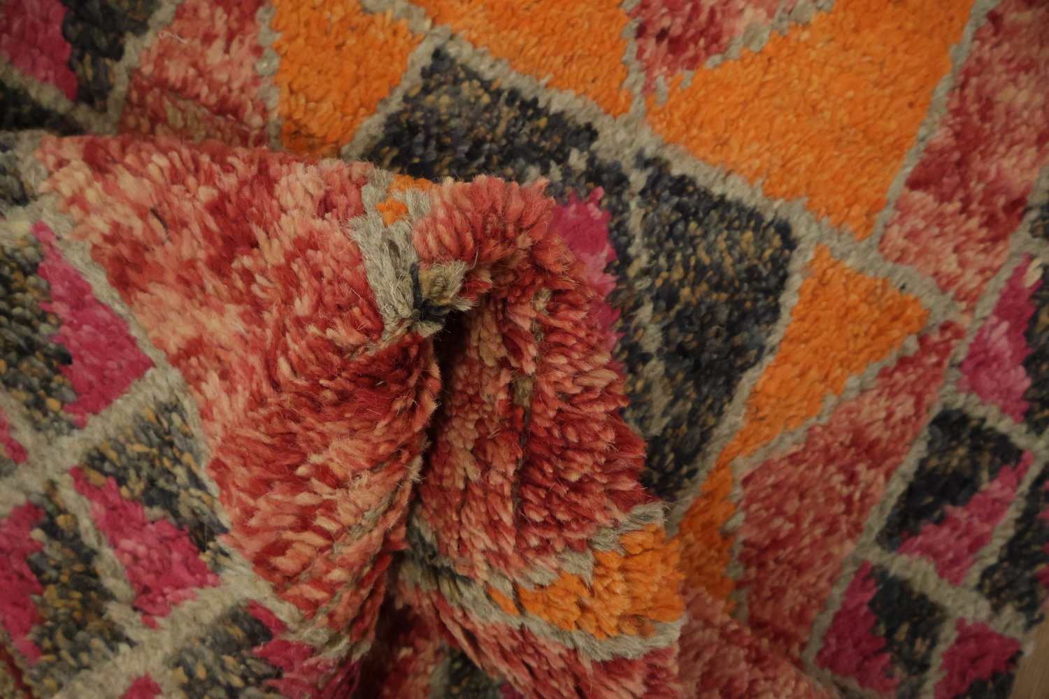 Geometric Moroccan Wool Runner Rug 2x13