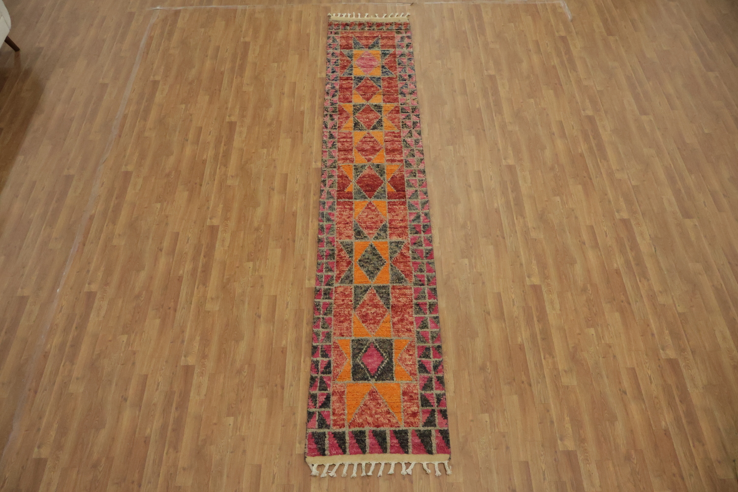 Geometric Moroccan Wool Runner Rug 2x13