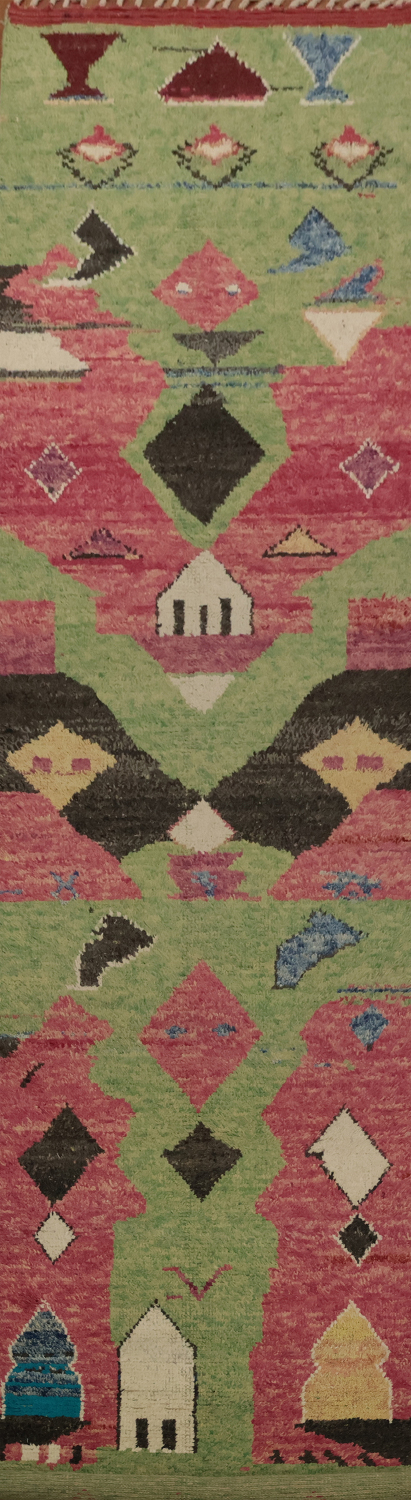 Artistic Moroccan Runner Rug 4x22 with Vibrant Geometric Designs