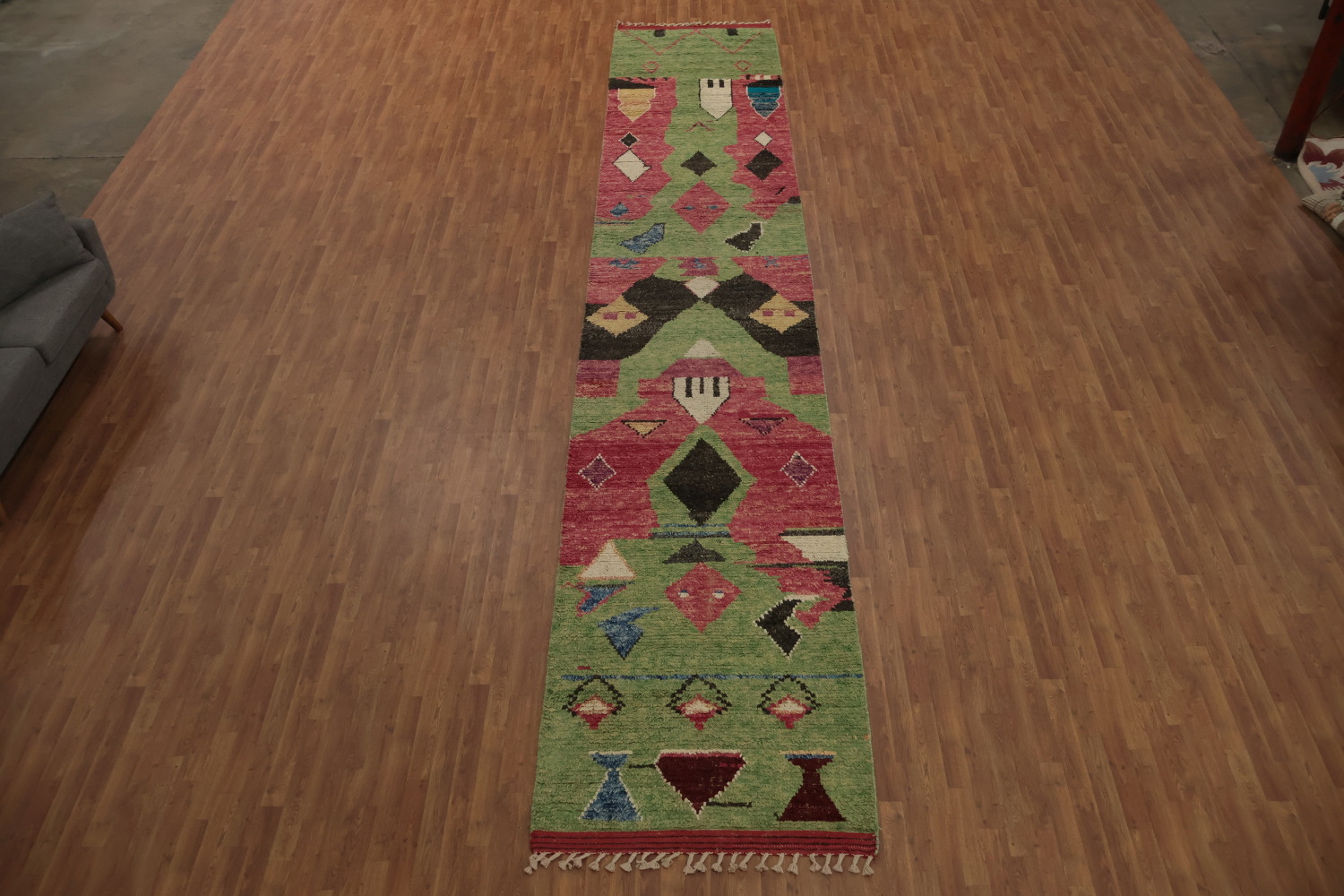 Artistic Moroccan Runner Rug 4x22 with Vibrant Geometric Designs