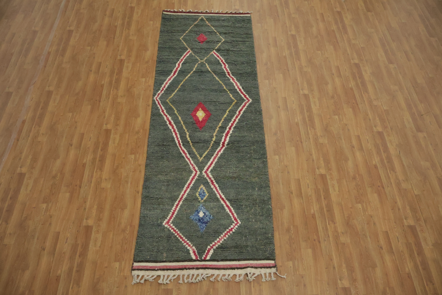 Tribal Moroccan Wool Runner Rug 4x11
