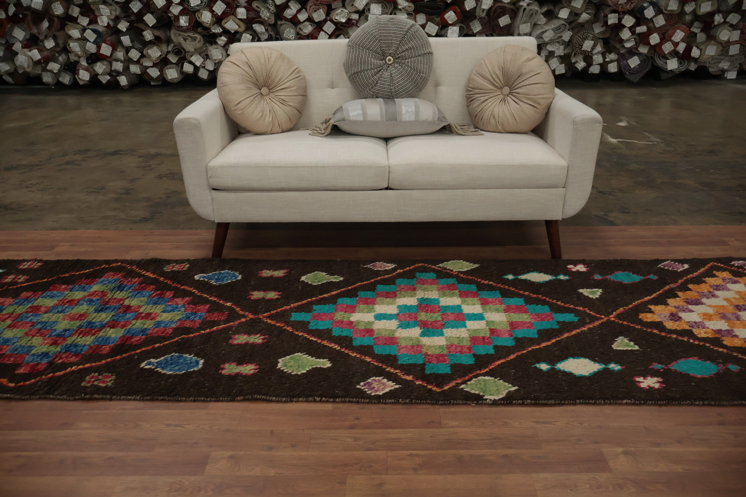 Dynamic Moroccan Wool Runner Rug 3x13 with Geometric Elegance
