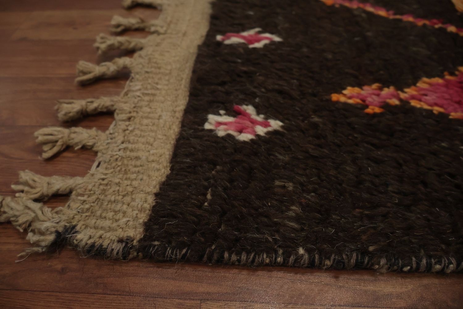 Dynamic Moroccan Wool Runner Rug 3x13 with Geometric Elegance