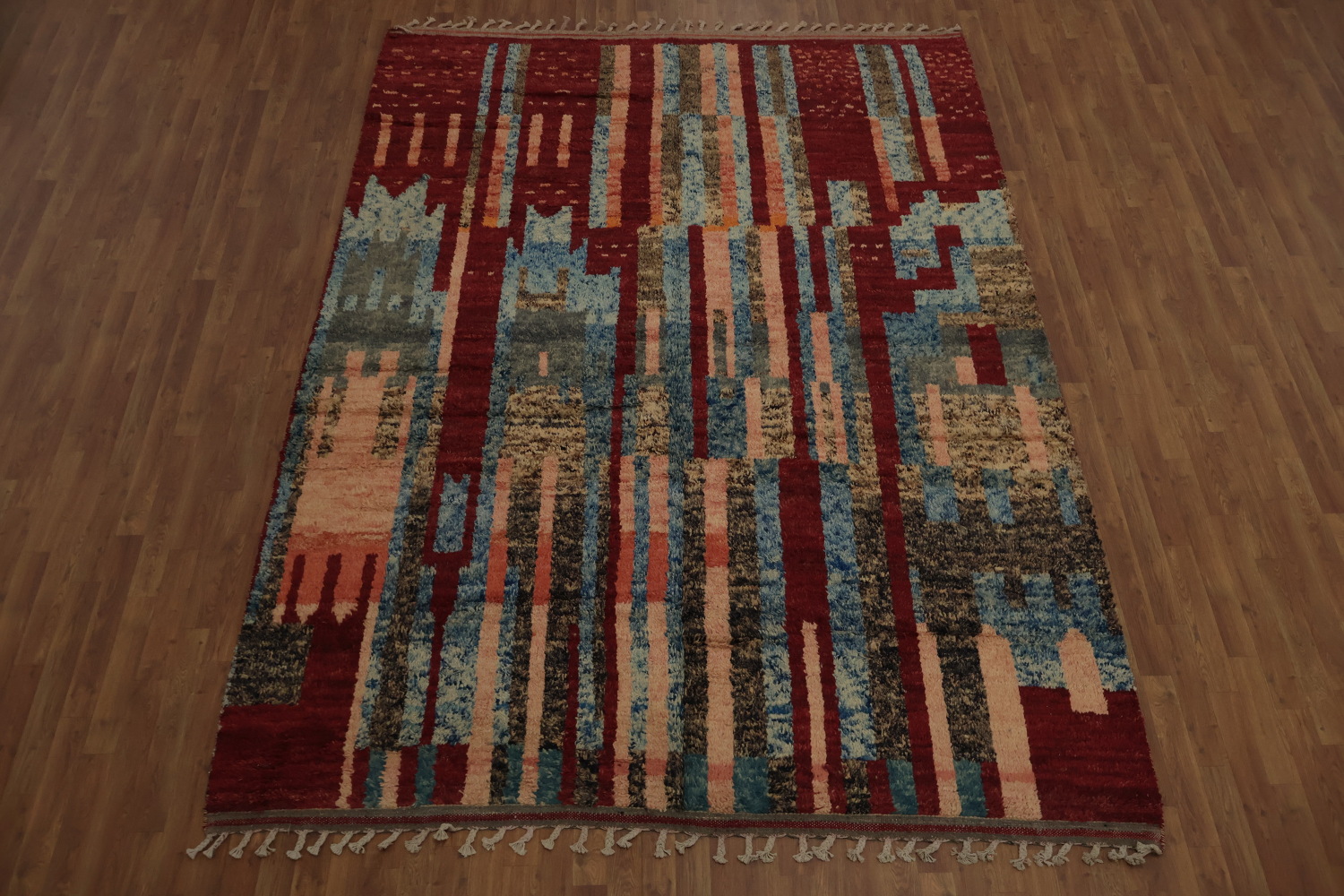 Vibrant Stripes Nomadic Artistic Moroccan Area Rug 8x11