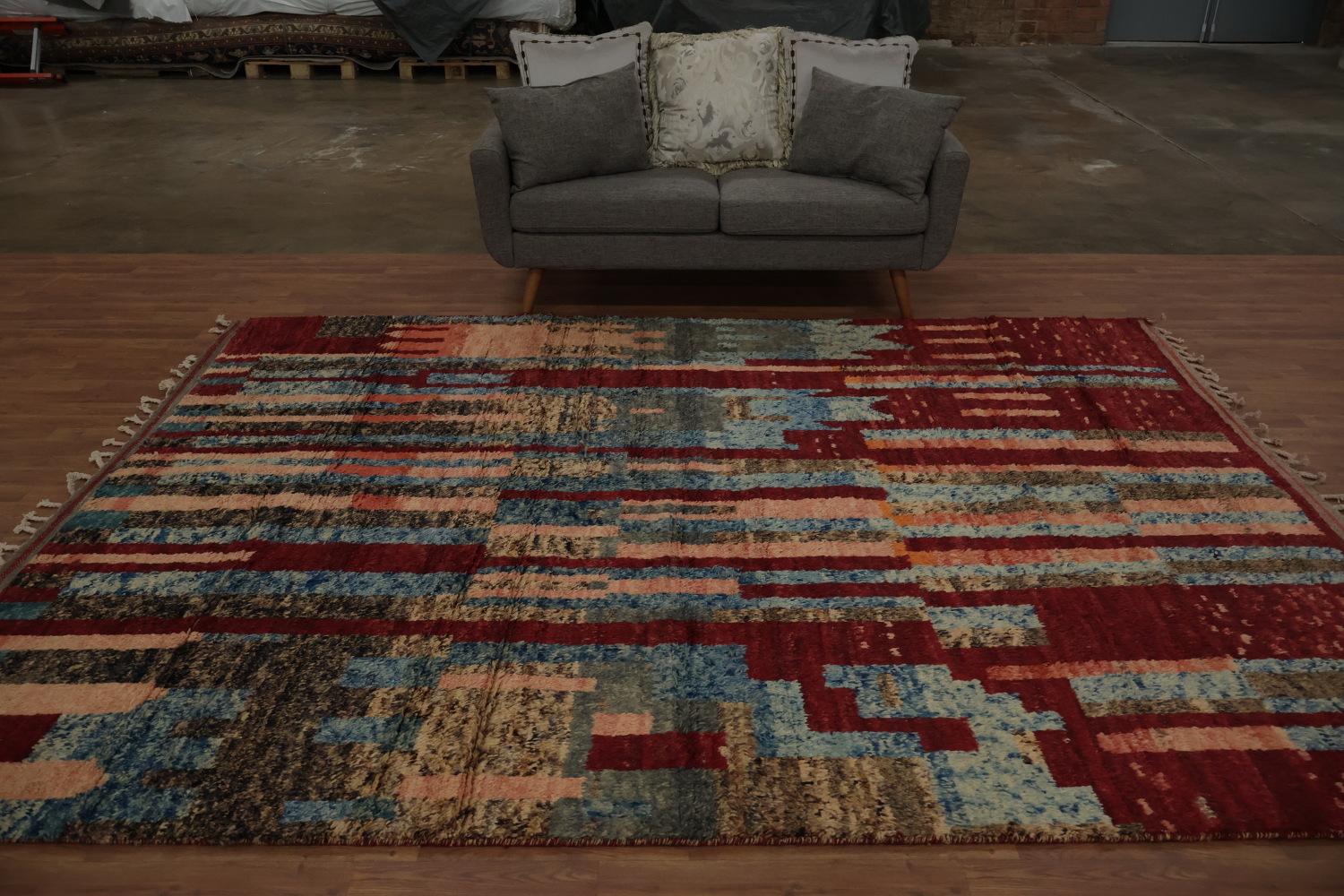 Vibrant Stripes Nomadic Artistic Moroccan Area Rug 8x11
