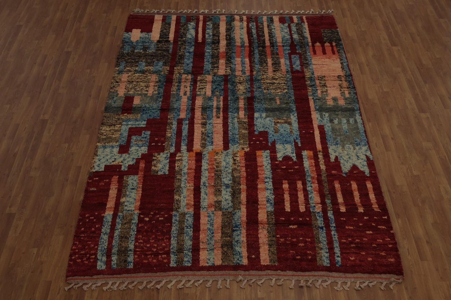Vibrant Stripes Nomadic Artistic Moroccan Area Rug 8x11