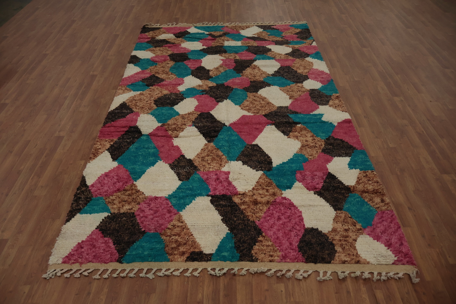 Multicolor Moroccan Area Rug 7x11 with Abstract Artistic Design