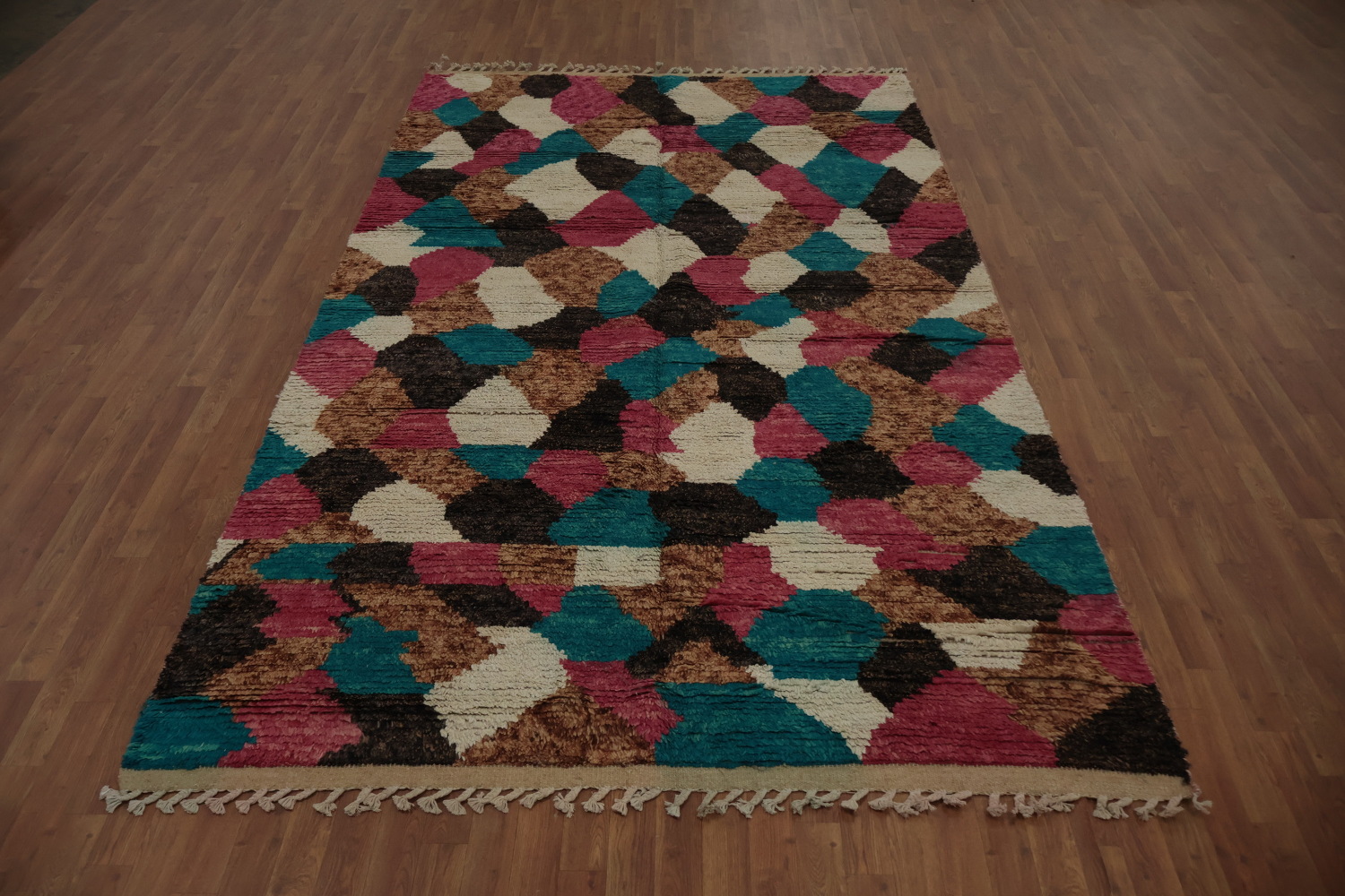 Multicolor Moroccan Area Rug 7x11 with Abstract Artistic Design