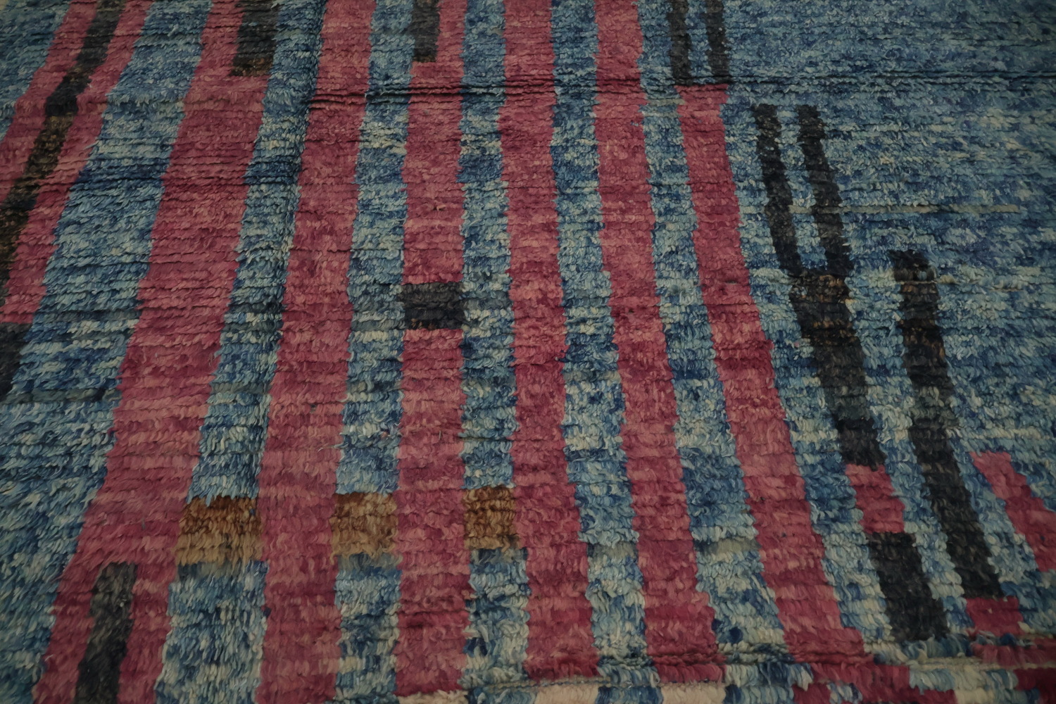 Abstract Cityscape-Inspired Moroccan Wool Handmade Rug 12x19