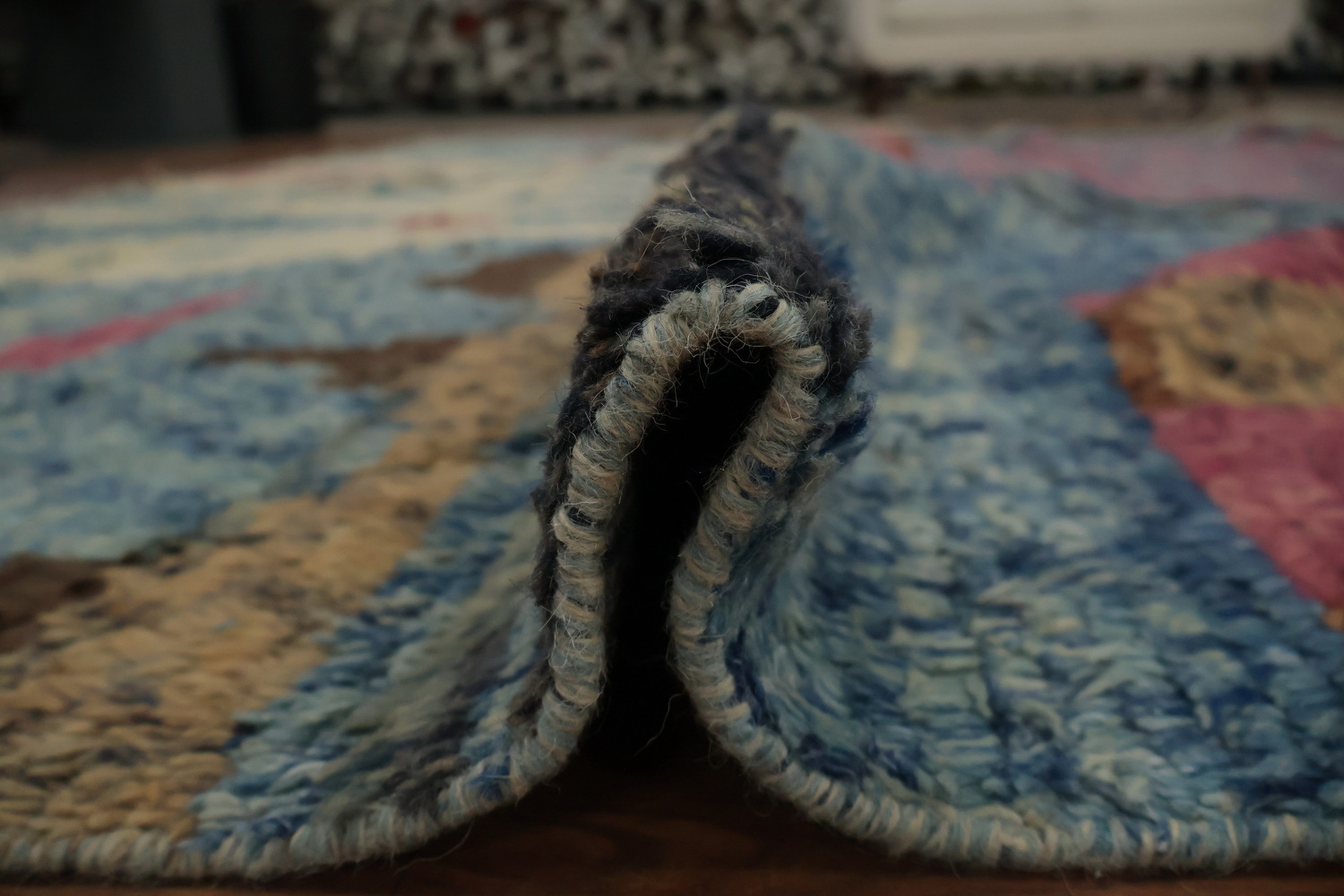 Abstract Cityscape-Inspired Moroccan Wool Handmade Rug 12x19