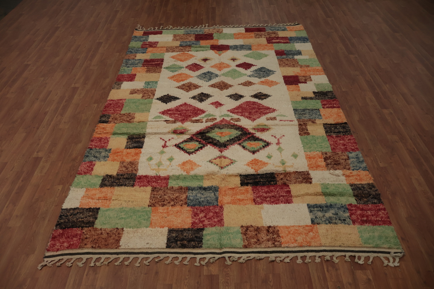 Vibrant Multicolor Moroccan Area Rug 7x11 Perfect for Living Room