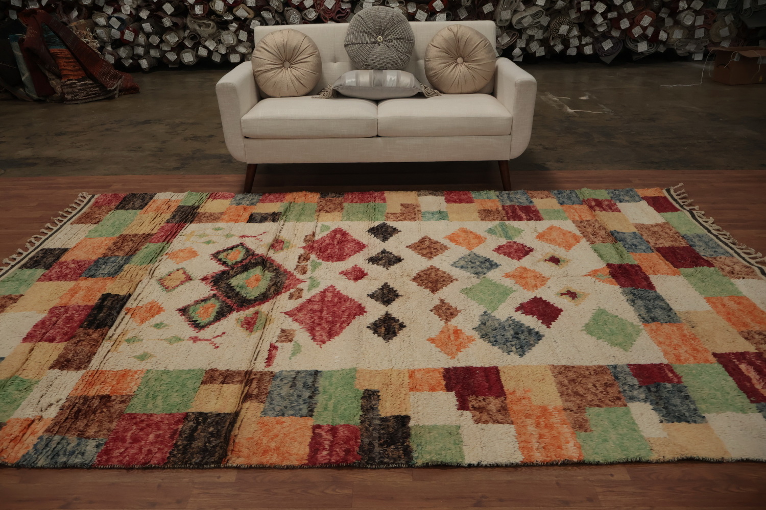 Vibrant Multicolor Moroccan Area Rug 7x11 Perfect for Living Room