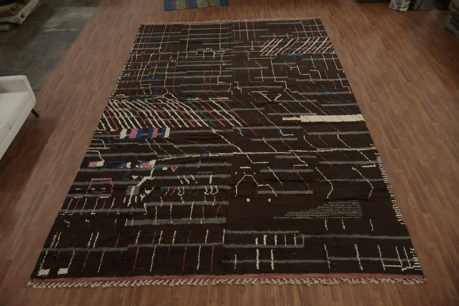 Contemporary Chic Linear Design Moroccan Large Rug 12x19
