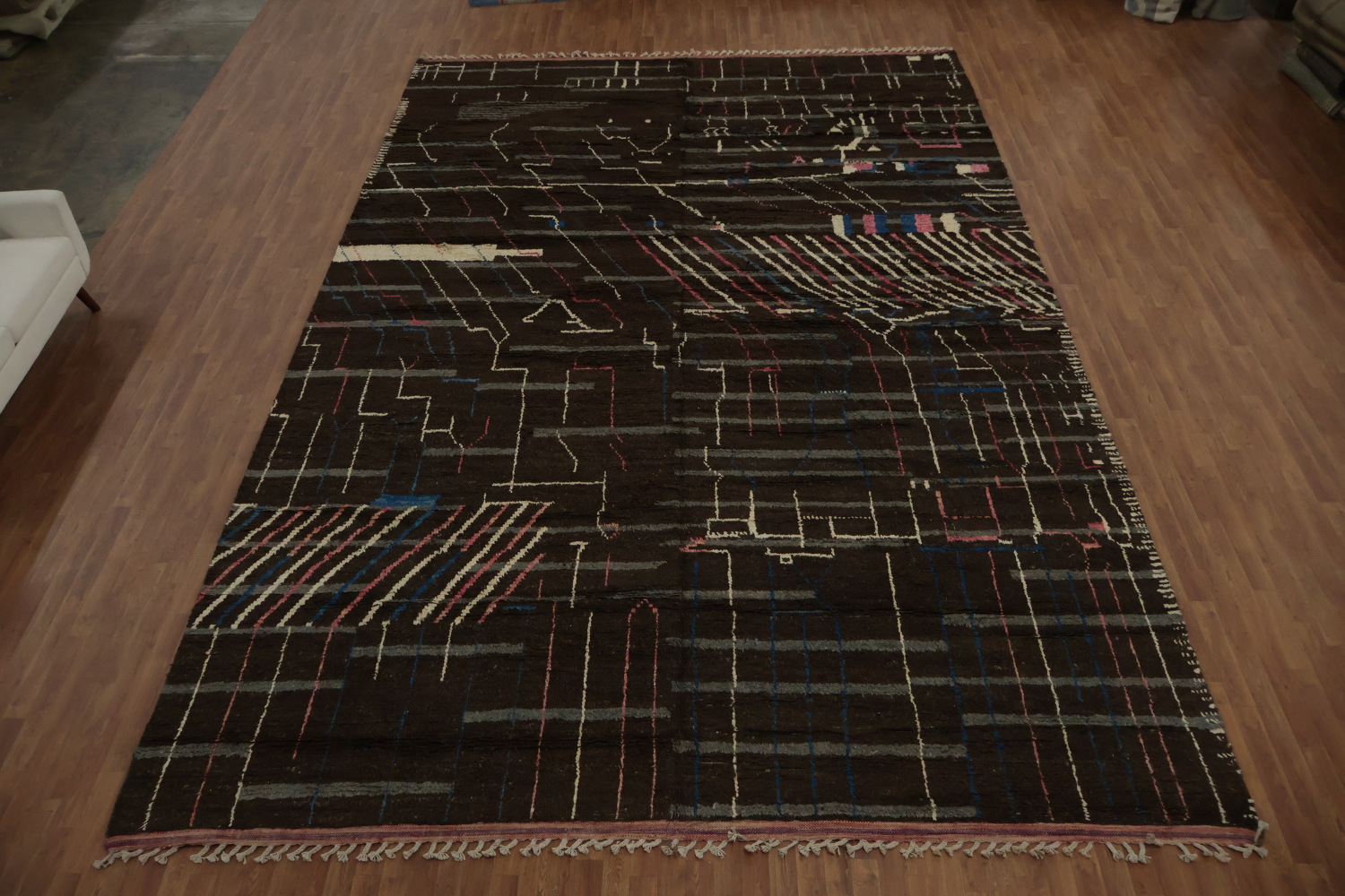 Contemporary Chic Linear Design Moroccan Large Rug 12x19