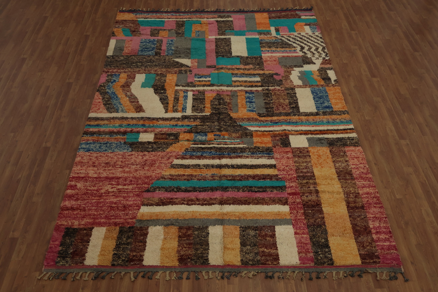 Abstract Moroccan Wool Area Rug 9x13 Perfect for Contemporary Decor
