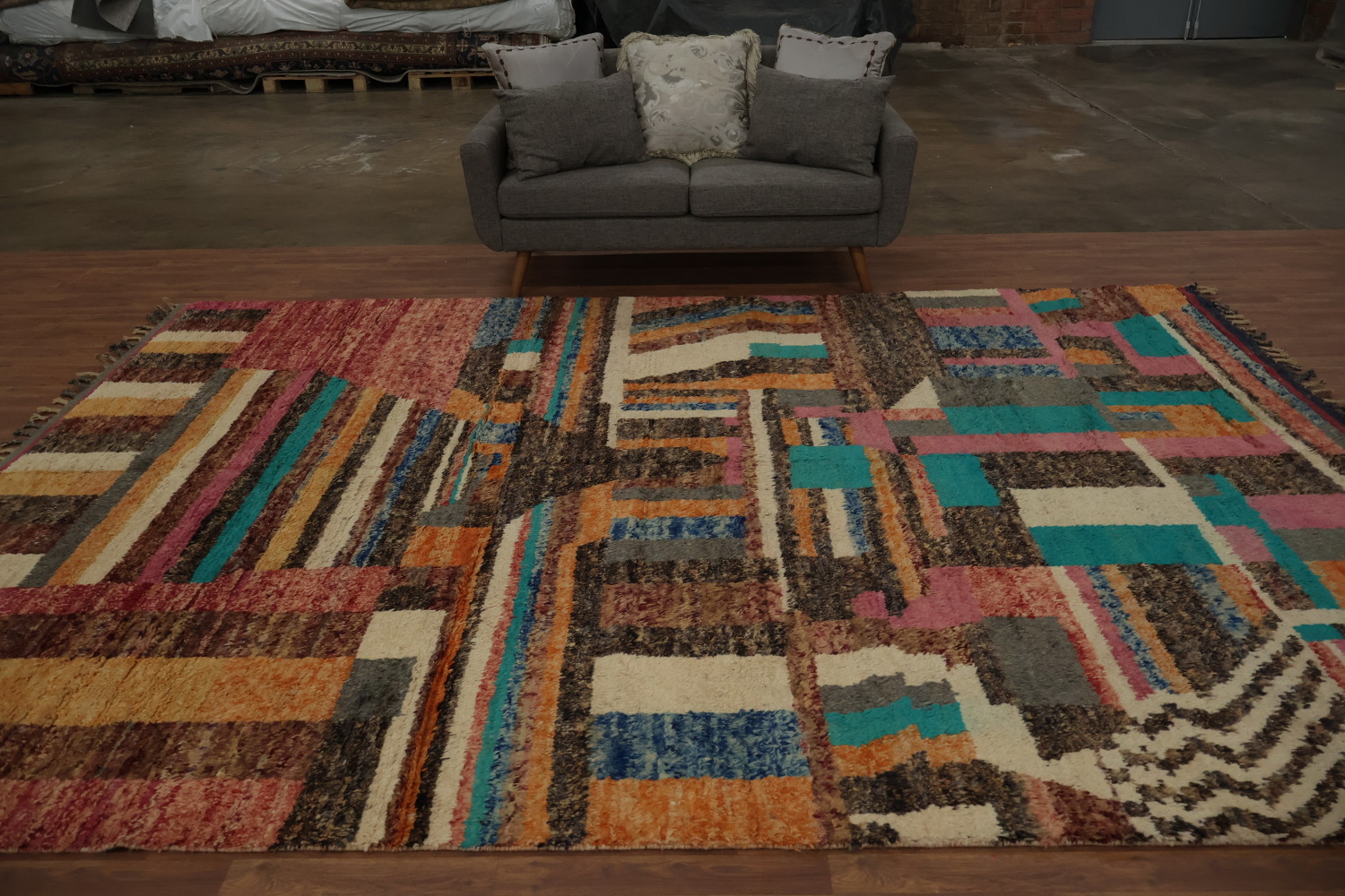 Abstract Moroccan Wool Area Rug 9x13 Perfect for Contemporary Decor