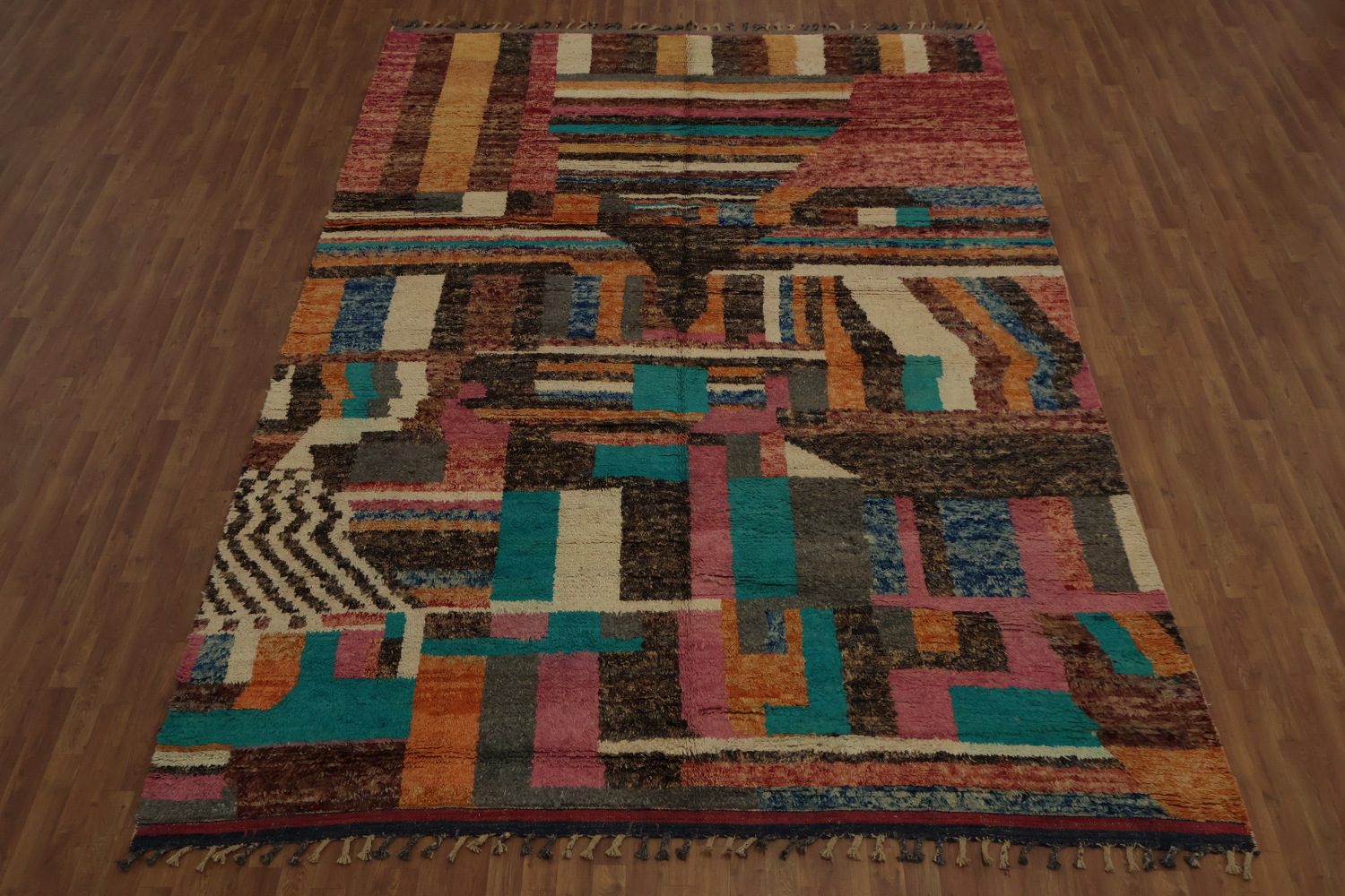 Abstract Moroccan Wool Area Rug 9x13 Perfect for Contemporary Decor
