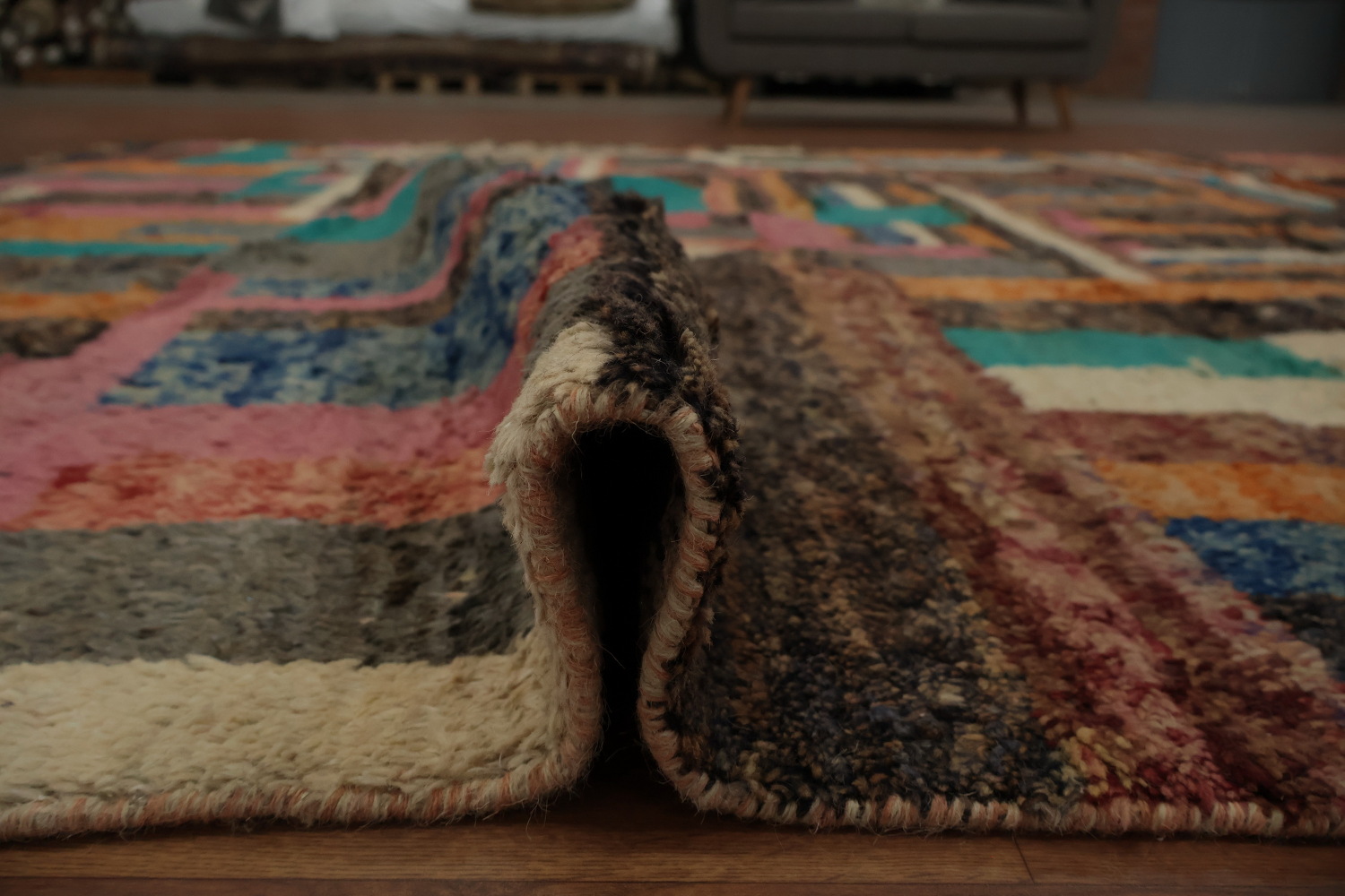 Abstract Moroccan Wool Area Rug 9x13 Perfect for Contemporary Decor