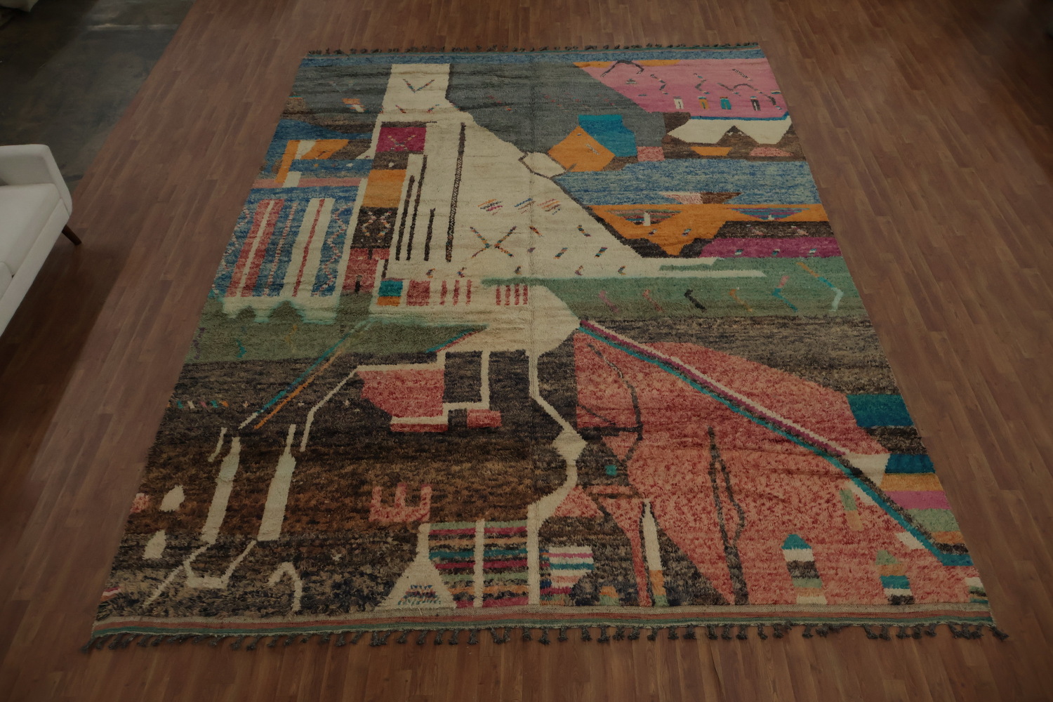 Abstract Moroccan Large Rug 12x16 with Vibrant Geometric Patterns